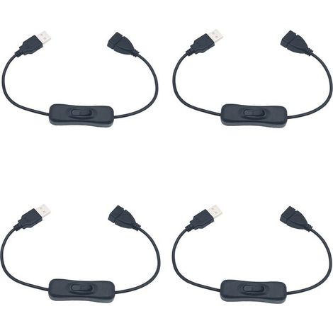USB Switch, 4 Pack 30cm USB Extension Cable with On/Off Switch, Compatible with Driving Recorder, Desk Lamp, LED Strip (1/5)
