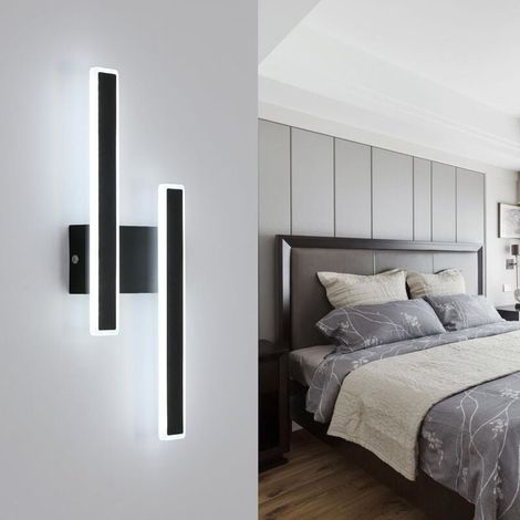 Applique de chevet LED Lampe murale moderne pour salon chambre lumière 32W 3600LM 6500K noire blanche (1/4)