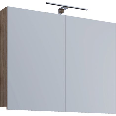 VCB1 Armoire de toilette murale avec miroir 60 cm, éclairage inclus, imitation chêne Sonoma clair.