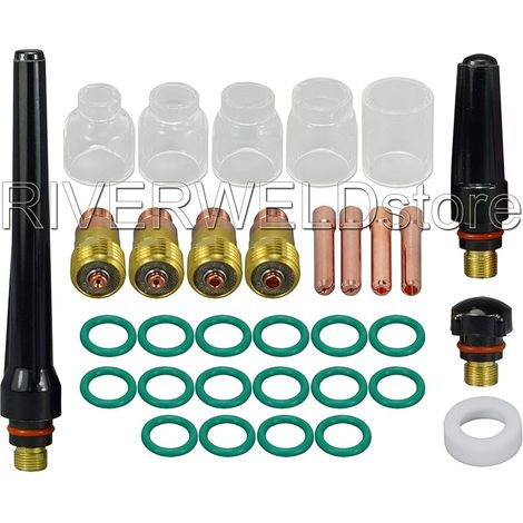 Corps de Collet pour Diffuseur de Gaz Compact TIG 17GL 10N série Coupes en Verre Transparent Buse en Quartz 4-12 pour QQ300 PTA DB SR WP 17 18 26 Torche de Soudage TIG 33pcs (1/5)