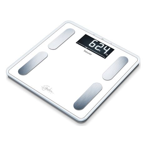 Beurer Báscula de diagnóstico Signature Line BF 400 blanca, análisis corporal preciso para hasta 10 personas, con pantalla LCD inversa extra grande, capacidad de carga de hasta 200 kg (1/7)