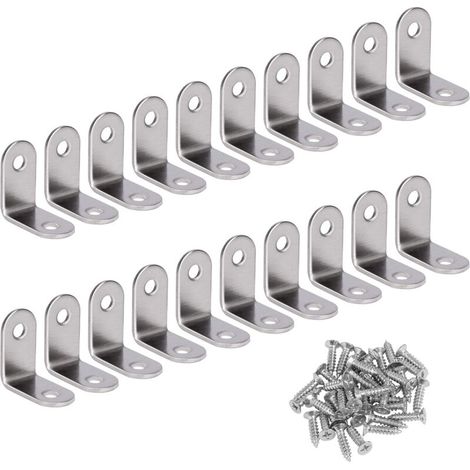 Right Angle Bracket Stainless Steel 90 Degree Corner Bracket L Shaped Angle Bracket Fixing Bracket Comes With Screws Silver 20 Pieces 303016mm