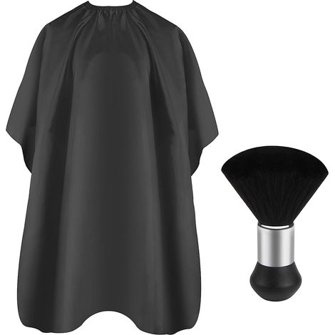 Cape de coiffure professionnelle avec boutons-pression réglables, cape de coiffure de salon, cape de coiffure de salon imperméable - 145 cm x 130 cm (noir) (1/5)