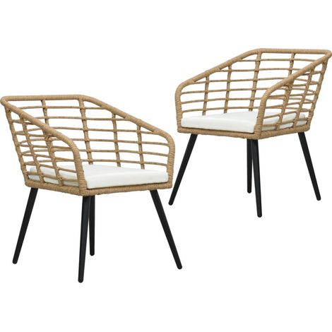 Chaises de jardin 2 pcs avec coussins Résine tressée Chêne (1/5)