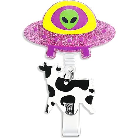 Badge Reel UFO Abduction - 2 Pouces - Acrylique Transparent - Pour Personnel Médical Et Bureau - 1 Pièce (1/2)