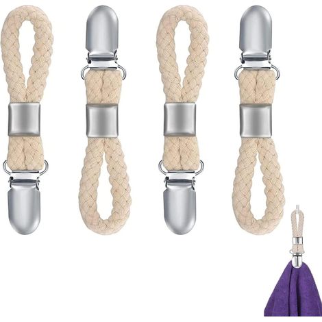 Lot de 4 porte-serviettes avec anneau, crochets pour cuisine, salle de bain et balcon