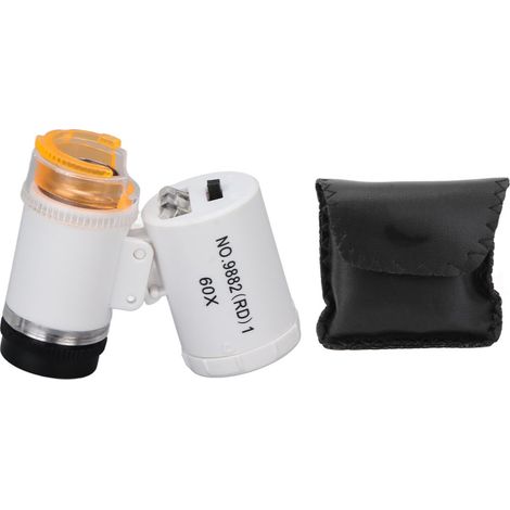 Loupe Microscope Poche - Grossissement 60X - Éclairage LED et Lumière Violette - Pour Bijouterie, Monnaie, Antiquités - 1 Pièce