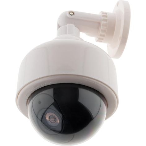 Caméra de surveillance factice d'extérieur avec LED   Design élégant et simple   Simule l'enregistrement vidéo   Kit de montage mural inclus   Blanc