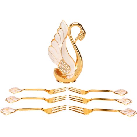 Cuillères Fourchettes Dorées Blanc Set Repose-Couverts Or Lisse Bords Innovant pour Cafés Bars Fêtes Bistrots (1/5)