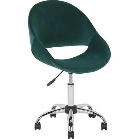 Silla de oficina giratoria verde esmeralda con tapizado de terciopelo con base plateada altura ajustable Selma