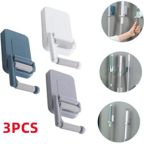 Porte Balai,support de vadrouille mural,clip de carré aspirateur,support de organisateur de brosse de toilette,pour brosse de bain (1/4)