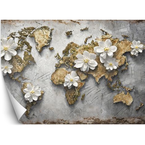 Papier peint Carte du monde Fleurs Texture 300x210 (1/5)