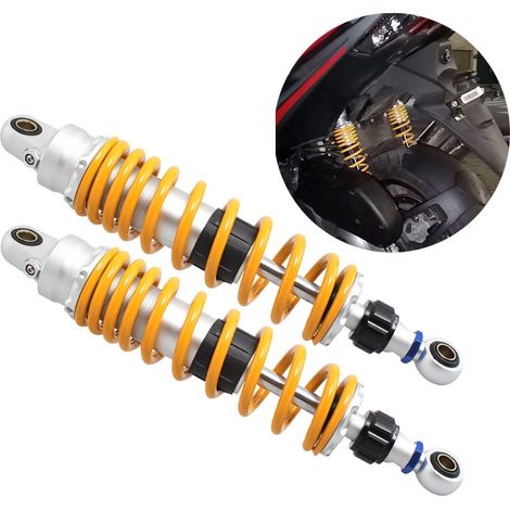 Pièces de moto : Amortisseur arrière universel avec amortissement de rappel réglable, tête ronde de 330 mm.