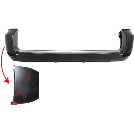 Pare-choc arrière noir avec trou moulure Toyota Rav4 3 phase 1 2006-2009