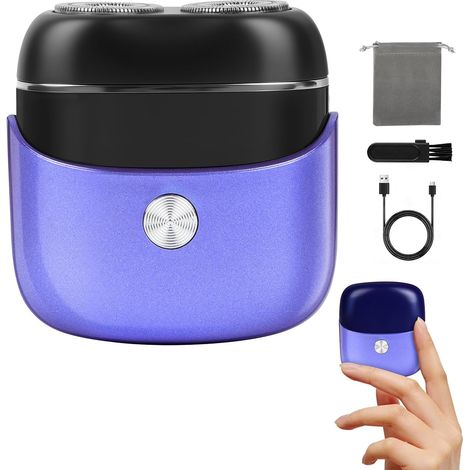 Rasoir Électrique Femme, Mini Tondeuse Intime 2-en-1 avec Tête Flottante à Double Lame, Rechargeable USB-C Rapide IPX7 Étanche pour Maillot, Aisselles, Jambes, Violet (1/5)