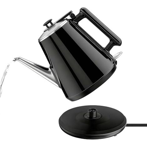 Bouilloire Électrique 0,9L, 1360W pour Thé, Cuve Interne en Acier Inoxydable 304, Commande Unique et Arrêt Automatique, Design Vintage pour Maison, Bureau, Dortoir – Sans BPA, Noir (1/5)