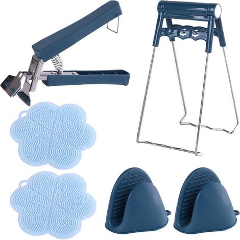 6 Gants de Cuisine en Silicone Résistant à la Chaleur pour Casseroles et Poêles, Tapis et Pinces Anti-Brûlure (1/5)