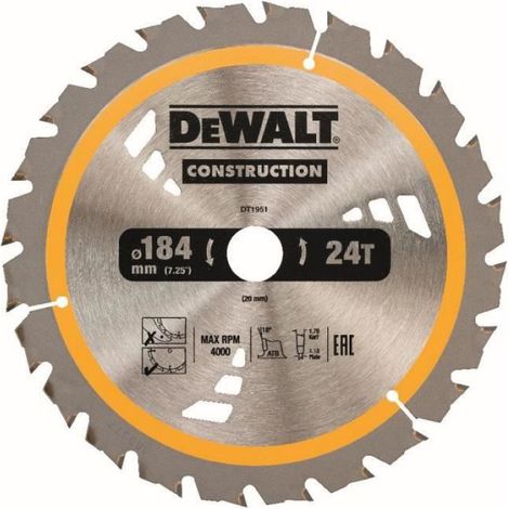 Lame De Scie Circulaire - 184 mm - 20 mm Alésage - 24 Dents ATB - Pour Scies Circulaires Sans Fil - 1 Pièce