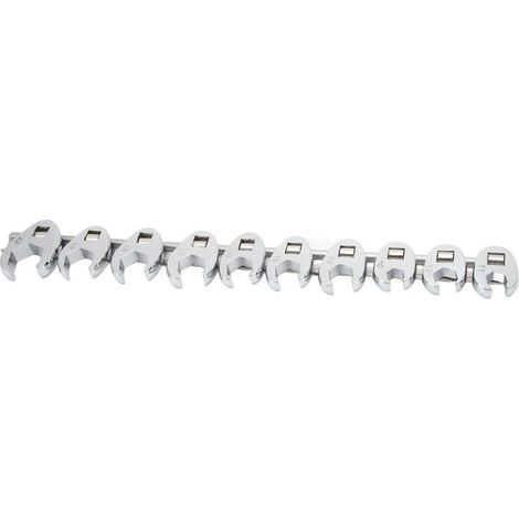 Set of 10 open-end wrenches, metric sizes from 10 to 22 mm, for 3/8" ratchet (1/5)