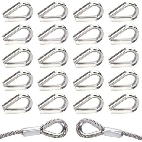 Pair 40 Stück M5-Edelstahl-304-Drahtseilösen, herzförmige Ösen für 5-mm-Drahtseile