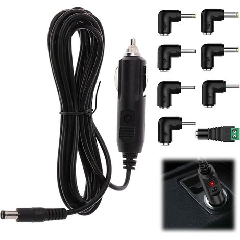 Universal 12V 2A Car Charger - DC Power Cable with 5.5x2.1mm Plug for DVD Players, GPS, Speakers, Label Printers, Breast Pumps, Cameras and LED Strips - 24W with 8 Adapters (1/5)