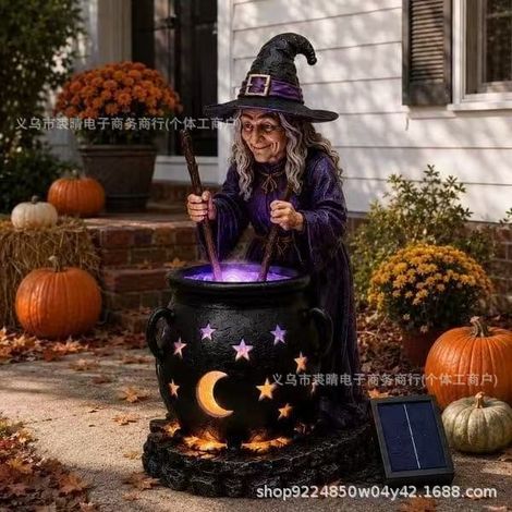Personalized and stylish new Halloween Solar Light Halloween witch glowing pot - Halloween witch glowing pot -