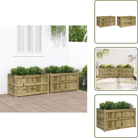 The Living Store Pflanzkübel 2 Stk. Kiefernholz Imprägniert - Holzpflanze - Kübeln - Gartendeko - Balkonpflanzen - Terrasse (1/5)