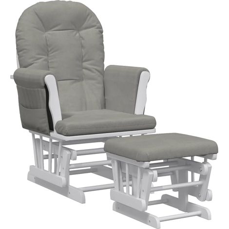 Fauteuil de relaxation chaise berçante d'allaitement avec repose-pieds et tissu gris clair DEC028738