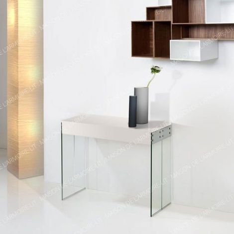 Table Console Extensible - GIOVANNI MARCHESI - New York - Blanc Laqué - 12 places - Design Contemporain