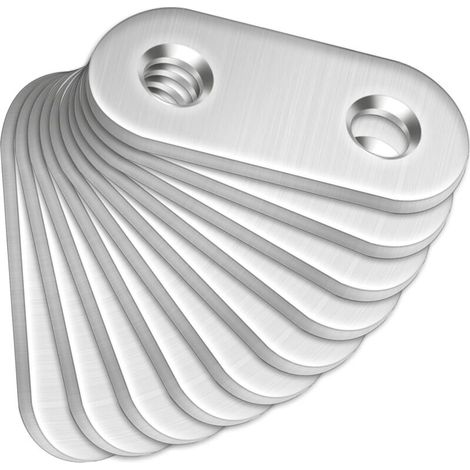Lot de 10 supports droits (40 x 16 x 2 mm) en acier inoxydable avec trous pour bois (1/5)