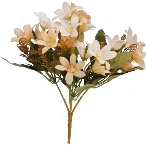 Bouquet composé de cinq branches de petites fleurs couleur crème (1/4)