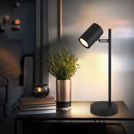 Lampada da tavolo Lampada da tavolo Lampada da lettura Lampada da soggiorno con faretto mobile Camera da letto grigio, alluminio metallo, 1x GU10, LxLxH 16,5x12x35 cm