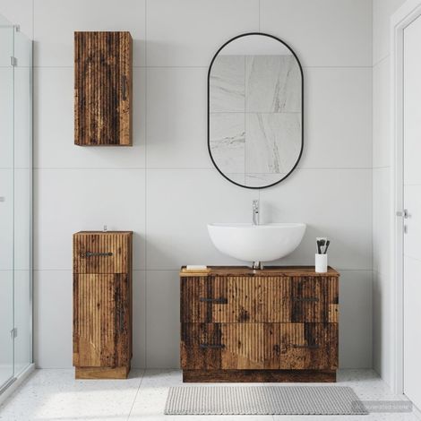 vidaXL 3 Piece Bathroom Cabinet Set HOORN Old Wood Engineered Wood (1/5)