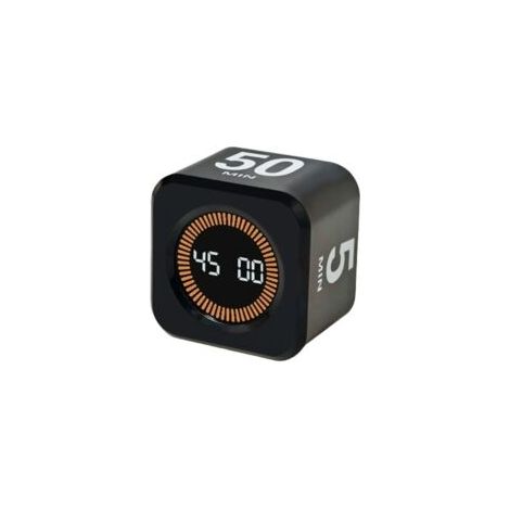 Temporizador visual cúbico, temporizador Pomodoro giratorio, temporizador de cuenta regresiva personalizable de 5/10/25/50 minutos, modos silencioso y con zumbador, recargable por USB-C, temporizador 