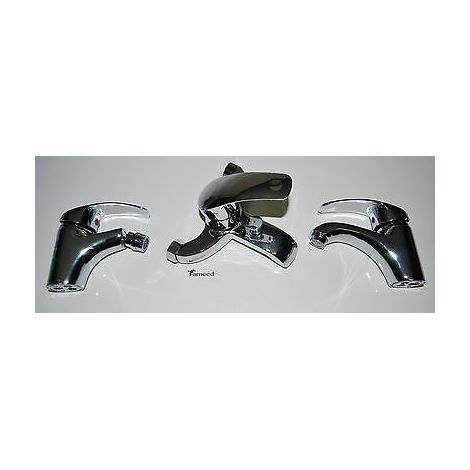 TRIS TRIO RUBINETTO MISCELATORI VASCA BIDET LAVABO RUBINETTI DOCCIA SET BAGNO