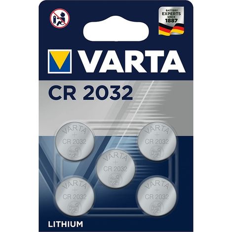 Varta Lithium CR2032 coin cell battery 3V 5 pieces in blister (1/2)