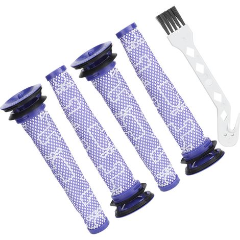 Ortviai Filtre Pré-Aspirateur + Brosse pour Aspirateurs Dyson DC58, DC59, V6, V7, V8 – Lot de 4 filtres + 1 brosse, lavables (1/4)