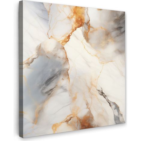 TABLEAU SUR TOILE Marbre - Gris - Or Tableau Chambre Adulte 90x90 cm