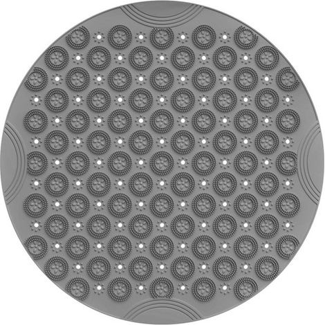 1 tappetino antiscivolo rotondo grigio con ventosa per bagno, adatto a doccia, vasca e WC (55 x 55 cm) (1/5)