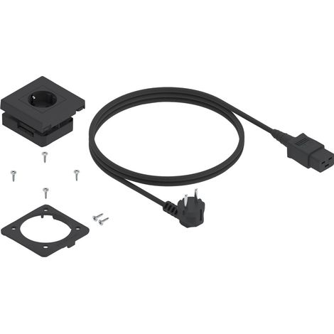 Blum Amperos AC Einbausteckdose, Schubladensteckdose Möbelsteckdose Einbauelement, einfache Nachrüstung, Kunststoff schwarz matt, ø 68 mm