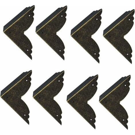 8-teiliges Set dekorativer Vintage-Eckenschützer aus Eisen, Metalleckenschutz für Möbel, Eckenschützer aus Bronze für Möbel und Holzkisten, Schmuckkästchen, Bronze 707020 mm, V-Crezuo