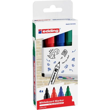 Edding 4-360-4-2 Kit marcatori per lavagne bianche Nero, Blu, Rosso, Verde 1 pz. (1/5)