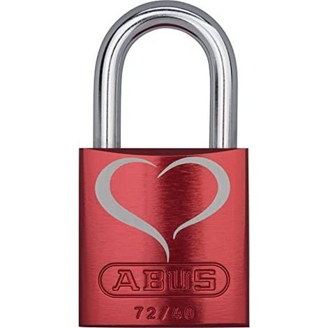 ABUS 712483 Love 72-40 Lock Look 2 SL 6 Lucchetto con Cilindro ABUS 6 Pin e Catenaccio in Acciaio Temprato con Protezione NANO PROTECT colore Rosso