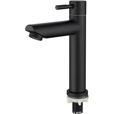 Sollbry Grifo de baño moderno de acero inoxidable 304, color negro mate, con una sola palanca (17 x 12,5 cm) (1/3)