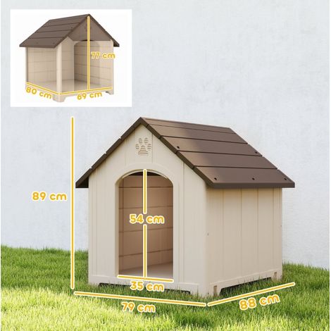 Caseta para perros resistente a la intemperie 88 x 79 x 89 cm, elevada, techo abatible (1/5)