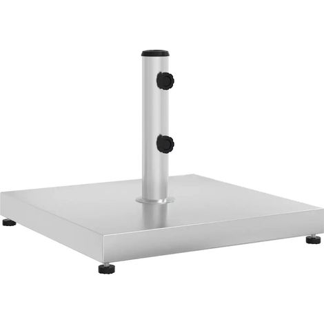 Base de parasol solide et stable avec adaptateurs 49,5 x 49,5 x 38 cm en acier inoxydable argenté (1/5)