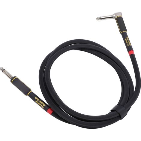 Câble de guitare 2 m (6,6 pi) 6,35 mm (1/4 po) à double blindage, coudé à droit, pour haut-parleur, basse électrique et effets (1/5)