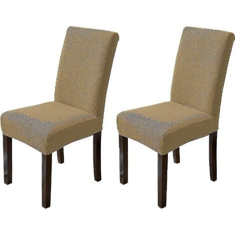 Lot de 2 housses de chaises de cuisine, housses de protection pour chaises Parsons, marron clair (1/5)