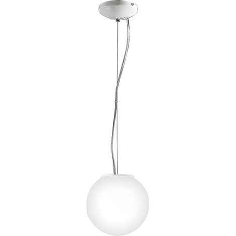 Lampe À Suspension Emily Rossini Group - Diamètre 20Cm, Verre Soufflé Blanc Satiné, Douille E27 Ip20, Design Polyvalent Et Raffiné (1/5)