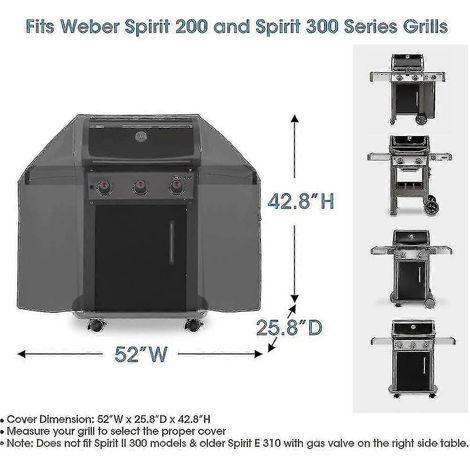 Housse de barbecue de 132 cm (52 pouces) pour Weber Spirit séries 200 et 300, housse robuste pour barbecue extérieur. (1/5)